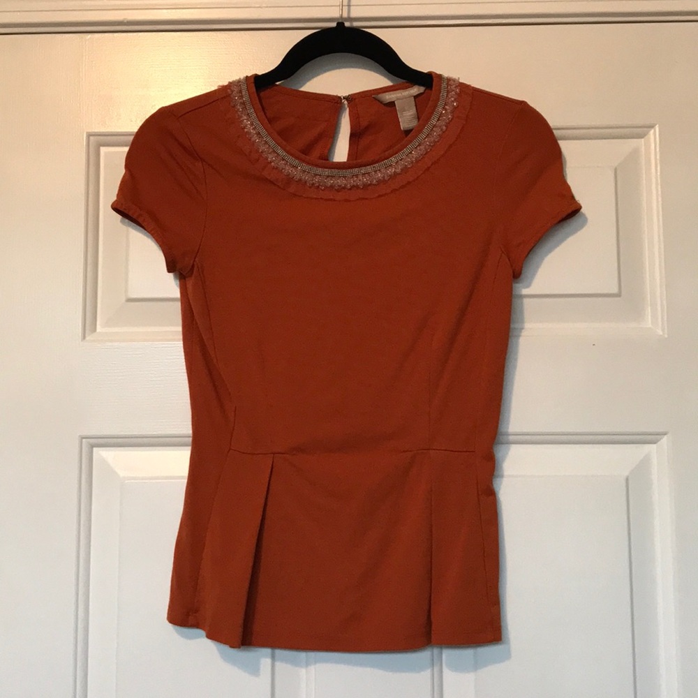 Beaded Banana Republic Peplum Shirt, size 0